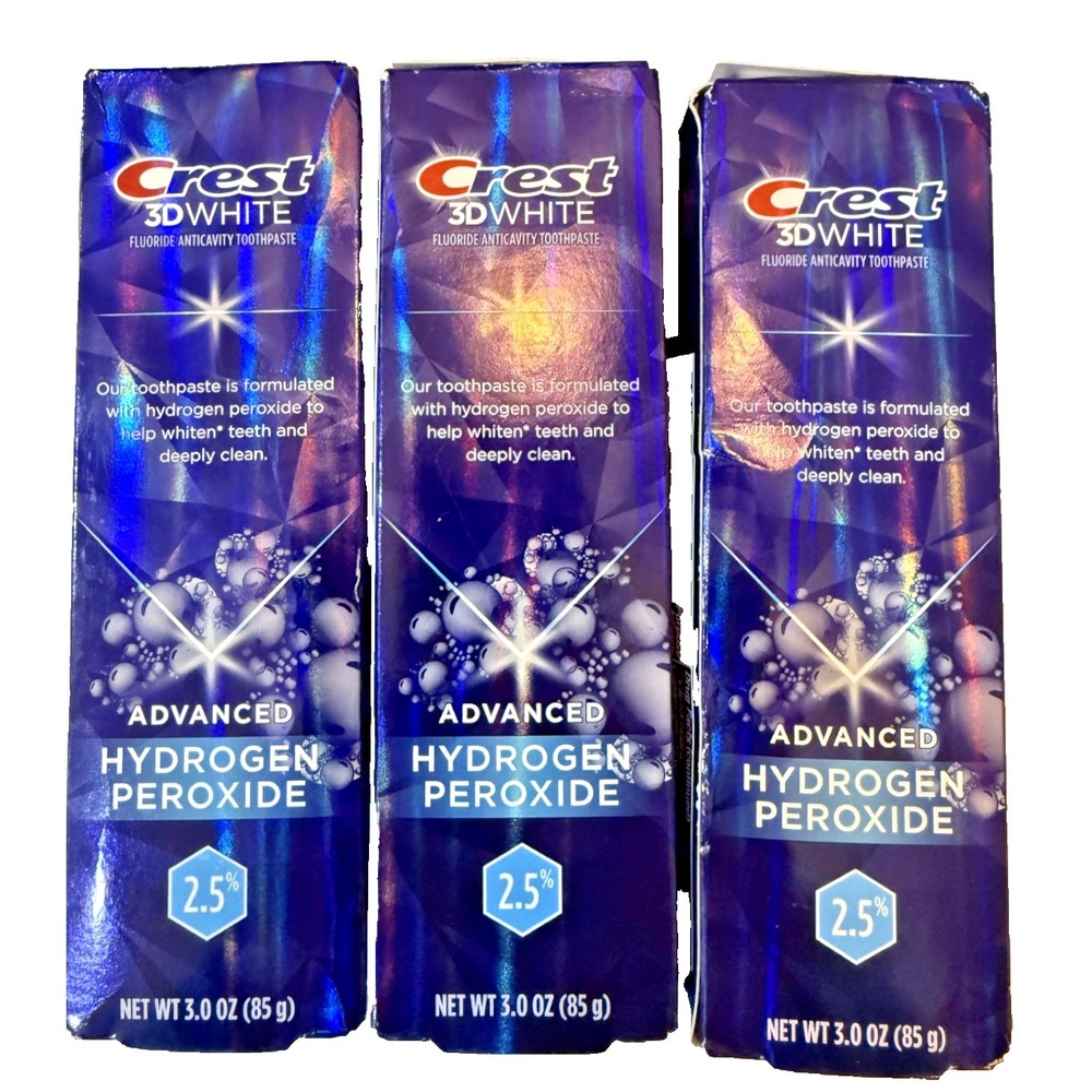 3 PackCrest 3D White Advanced Hydrogen Peroxide Toothpaste 3 oz Exp 11/27 NIB